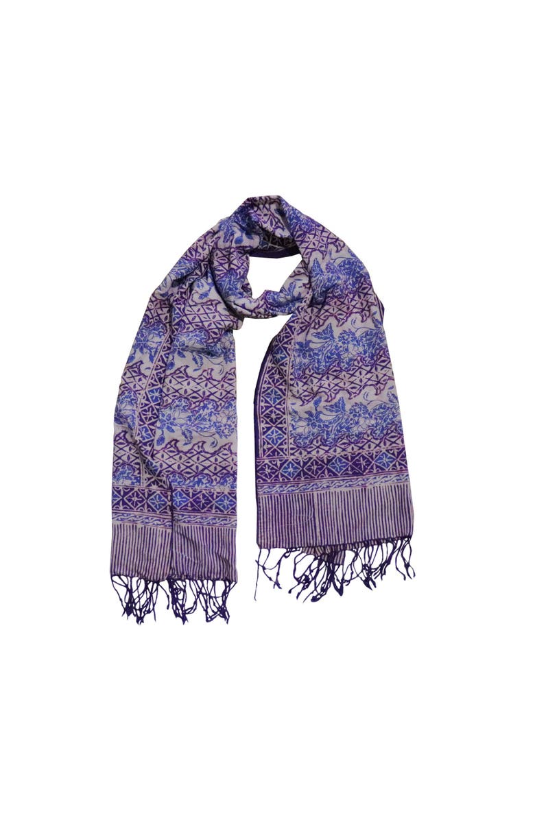 Kasih Co-op Handmade Batik Scarf, Main, color, Navy Blue