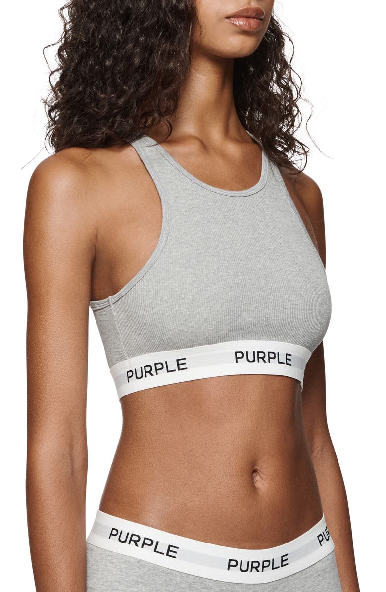 PURPLE BRAND Ribbed Bralette, Alternate, color, Grey