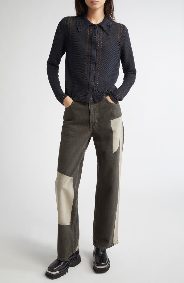 Eckhaus Latta Sol Pointelle Cotton Cardigan, Alternate, color, 