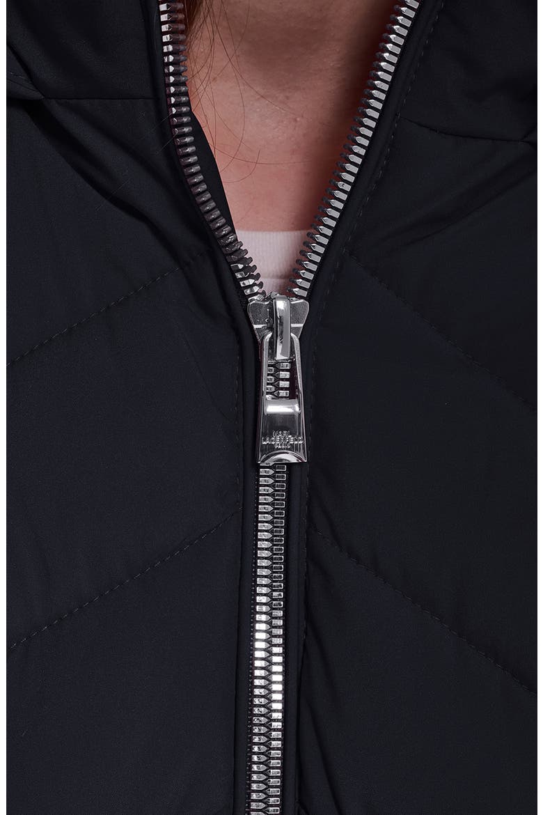 Chevron Quilted Hooded Puffer Jacket, Alternate, color, BLACK