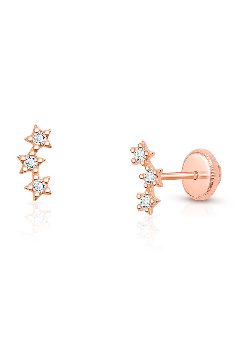 14K Gold Lucky Stars Stud Screw Back Earrings, Main, color, 14K Rose Gold