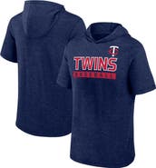 FANATICS Men's Fanatics Heather Navy Minnesota Twins Push Short Sleeve Pullover Hoodie