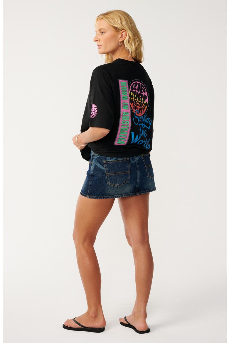 Surf the World Boxy Graphic T-Shirt, Alternate, color, BLACK