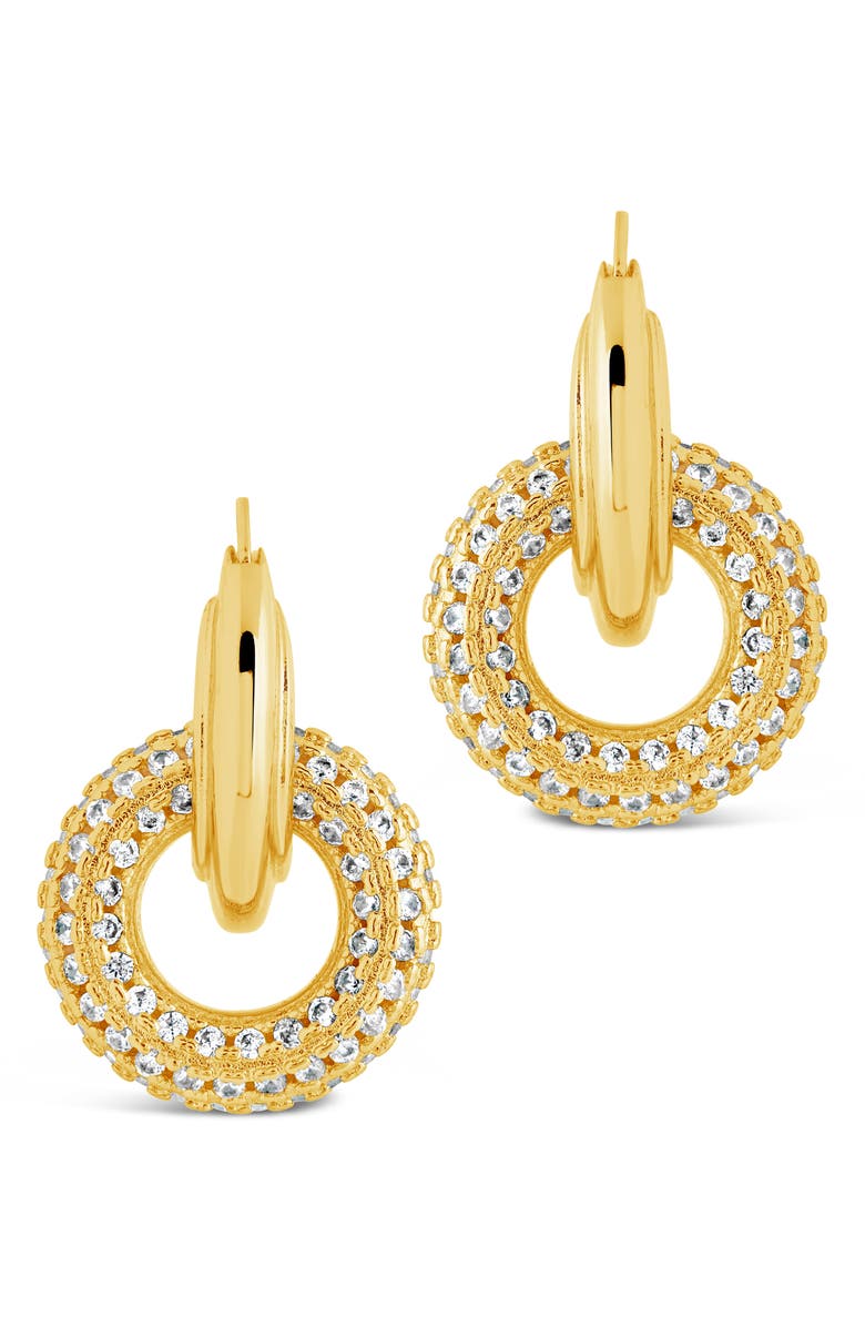 Sterling Forever Hunter CZ Interlocking Circle Drop Earrings, Alternate, color, Gold