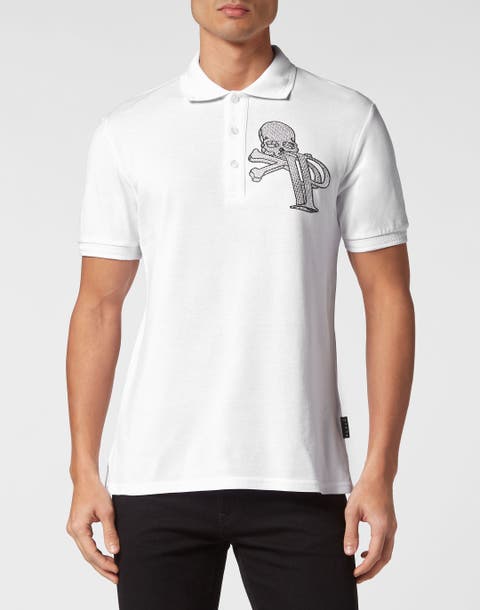 Piquet Polo With Crystals Wire Frame Men