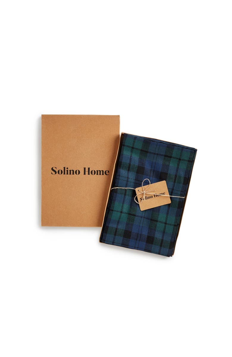 Solino Home Linen Dinner Napkins Set of 4, 20 x 20 Inch for Dining Table, Holiday and Everyday Table Decor - Blackwatch Plaid, Alternate, color, Blue And Green