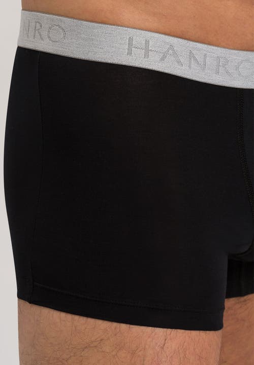 Hanro Cotton Essentials 2-pack Cotton Boxer Briefs In Black