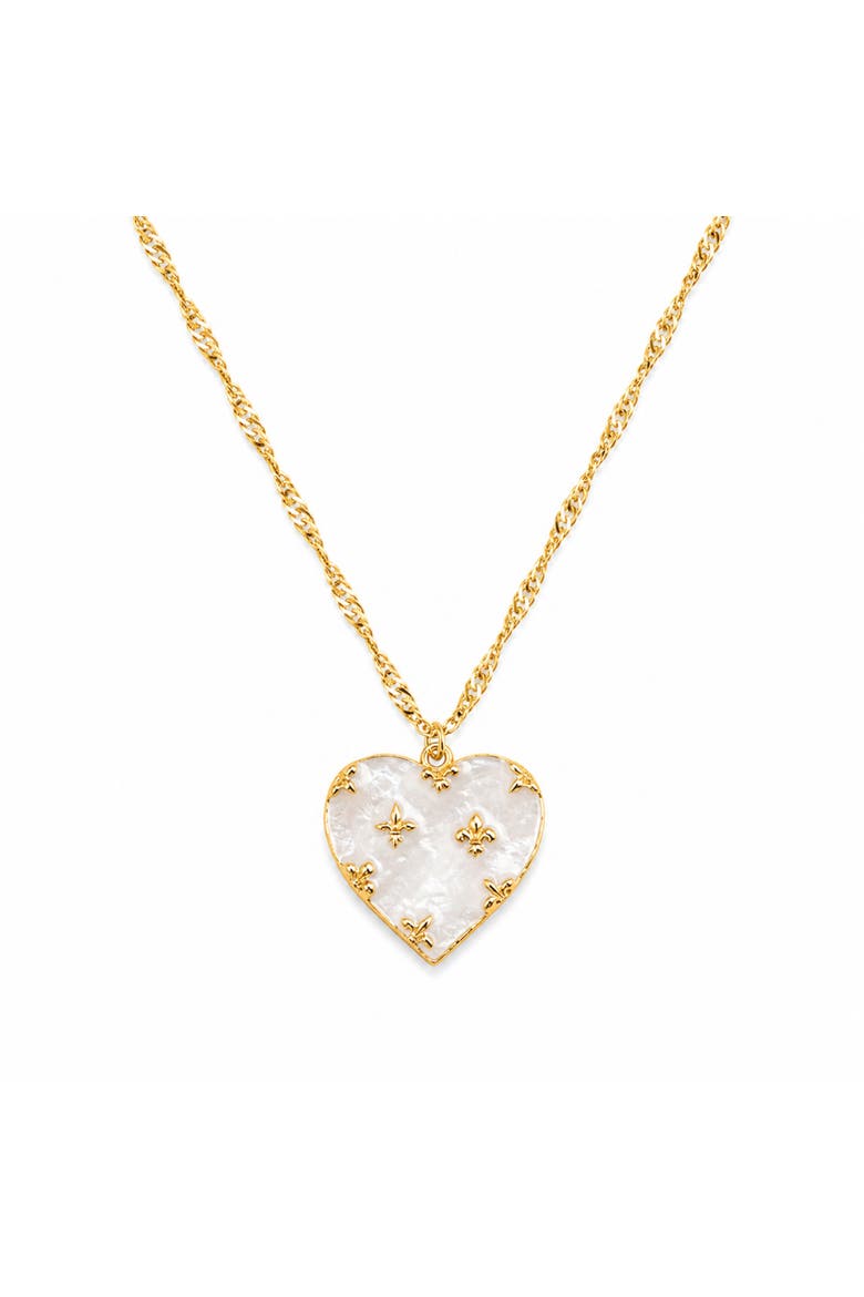 Gold-Tone Mother of Pearl Heart Necklace, Main, color, Gold