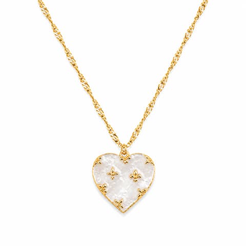 Gold-Tone Mother of Pearl Heart Necklace