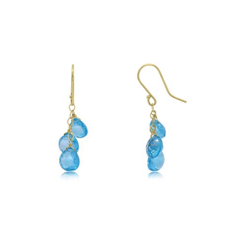 Blue Topaz Bead Dangle Earrings