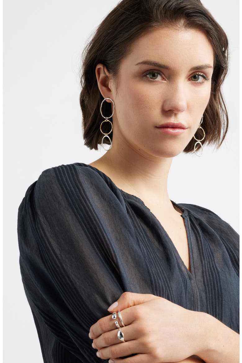 Demi Fine Triple Link Earrings, Alternate, color, 14K GOLD- STERLING PLATED