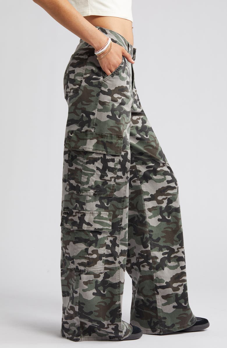Prosperity Denim Camo Print Wide Leg Cargo Pants, Alternate, color, 