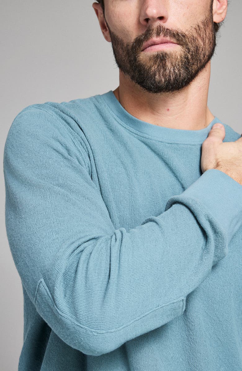 Billy Reid Rib Crinkle Cotton Sweatshirt, Alternate, color, Blue