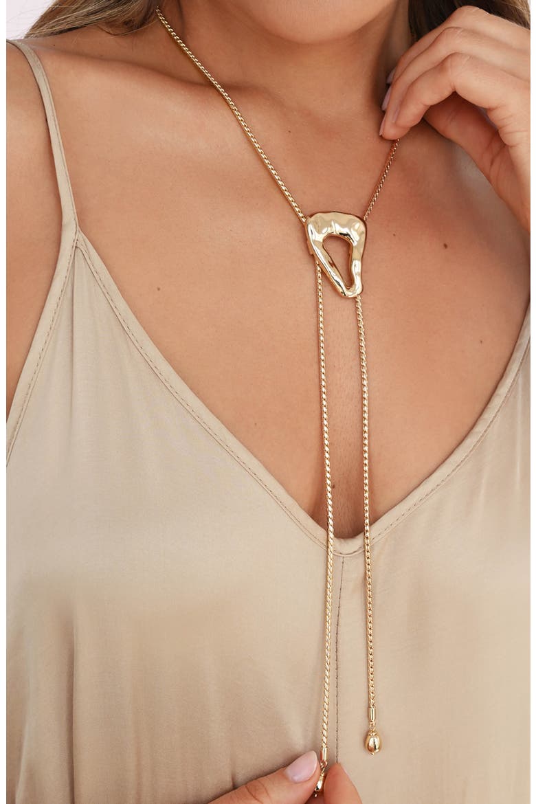 Molten Muse Bolo Necklace, Alternate, color, GOLD
