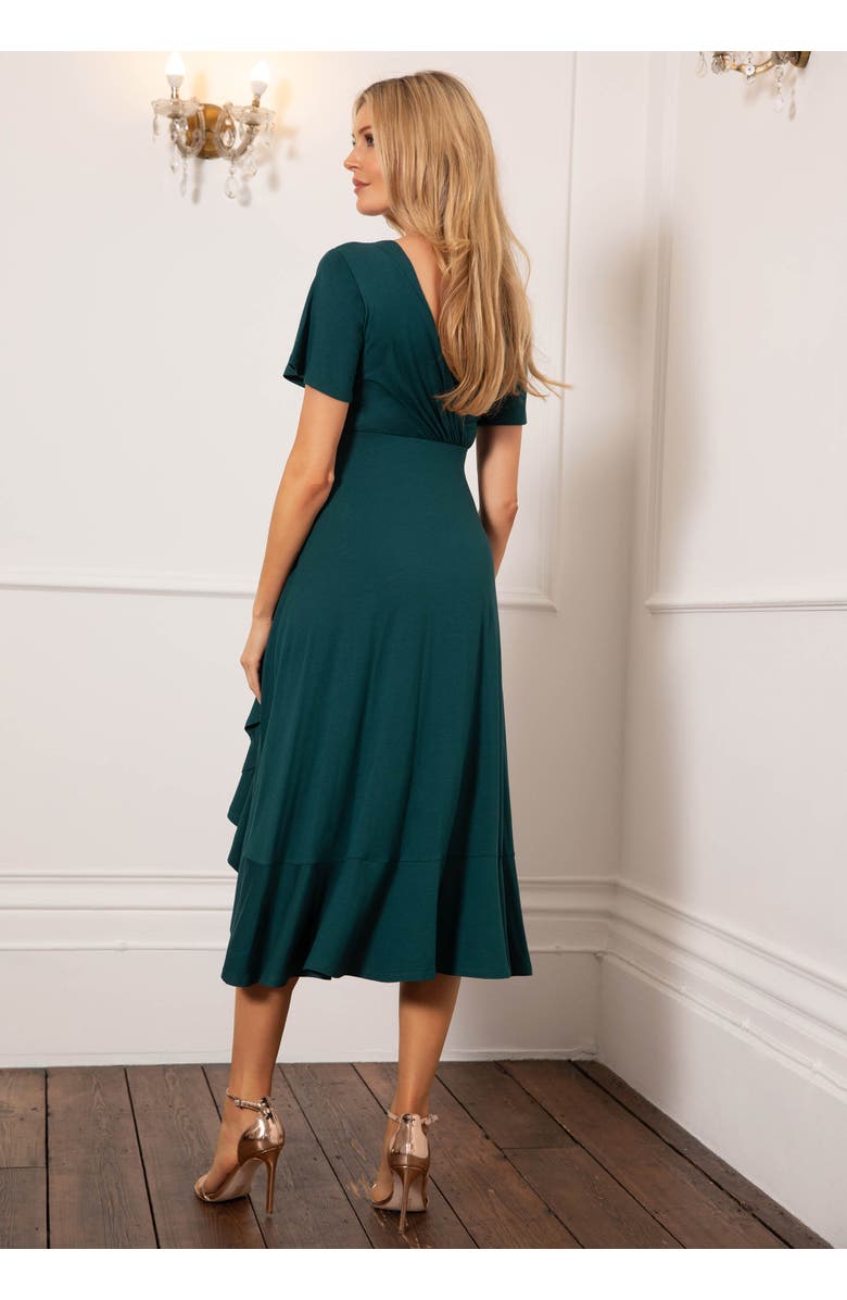 Tiffany Rose Maternity Waterfall Midi Maternity Dress, Alternate, color, Deep Green