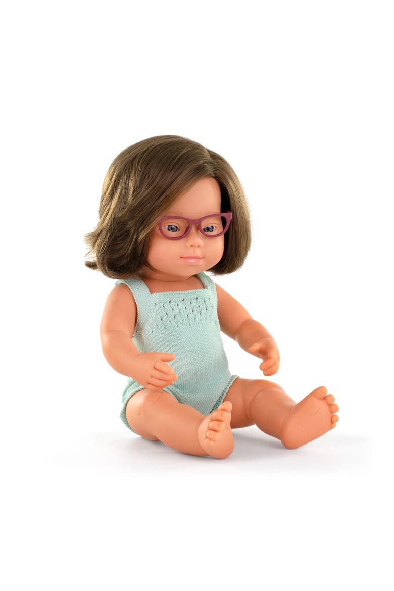 Baby Doll Caucasian Girl With Down Syndrome With Glasses 15'', Alternate, color, Light Skin