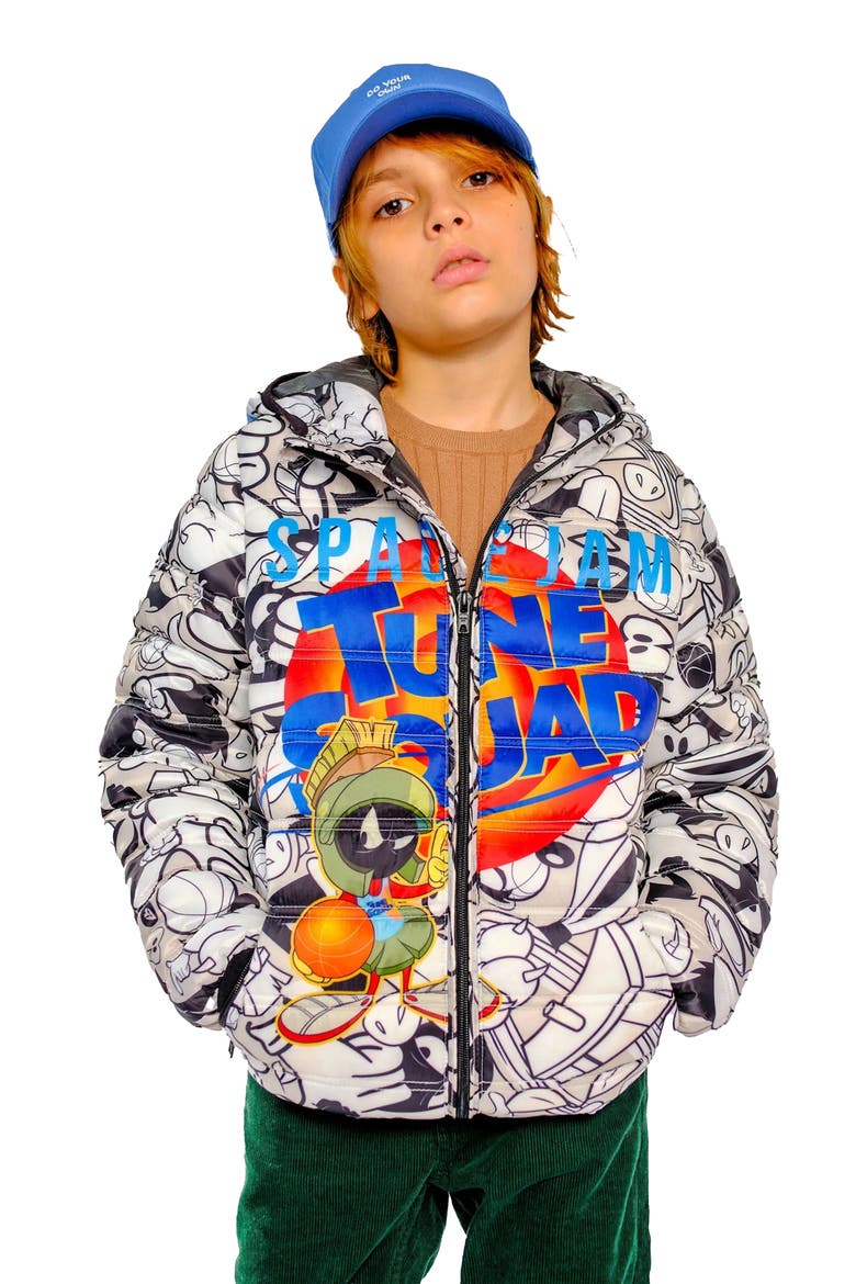 Boy's Packable Tune Squad Midweight Jacket, Alternate, color, Silver