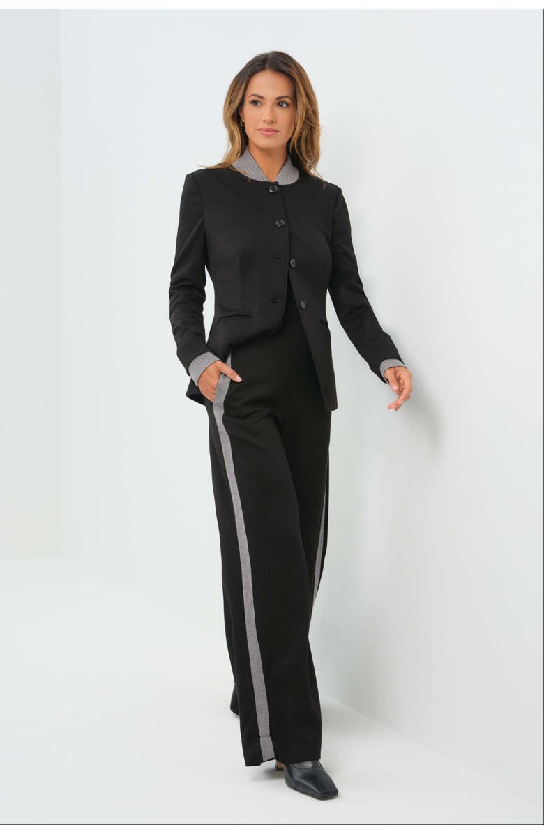 Anatomie Mita Double-Knit Travel Ponte Wide Leg Pant, Main, color, Black/Light Heather Grey