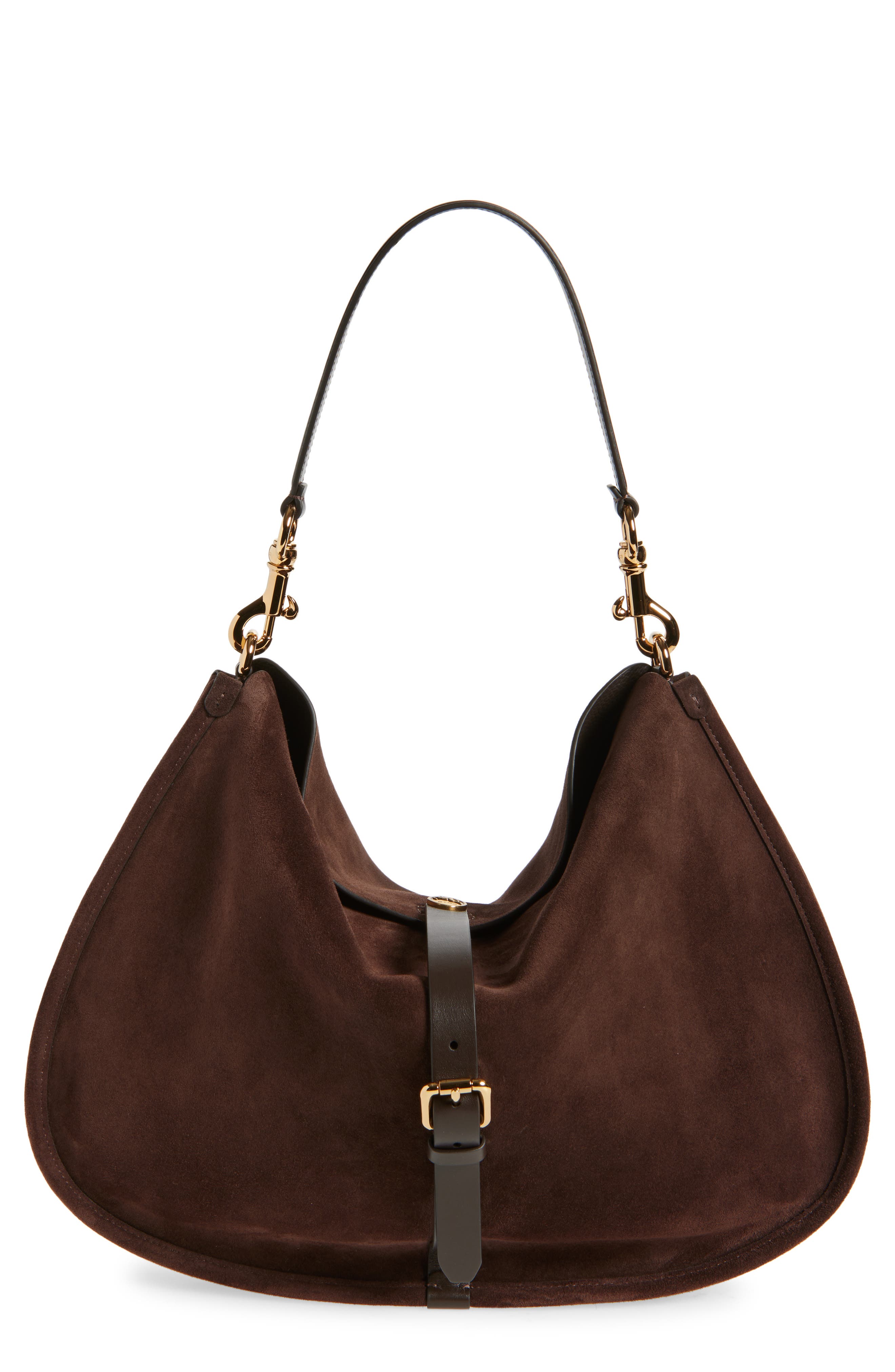 Etro Maxi Pony Suede Shoulder Bag, Main, color, Dark Brown M0406