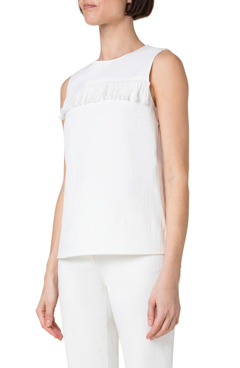 Akris punto Fringe Stretch Denim Blouse, Alternate, color, 