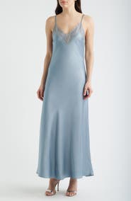 Lucy Paris Cassias Lace Detail Sleeveless Satin Gown