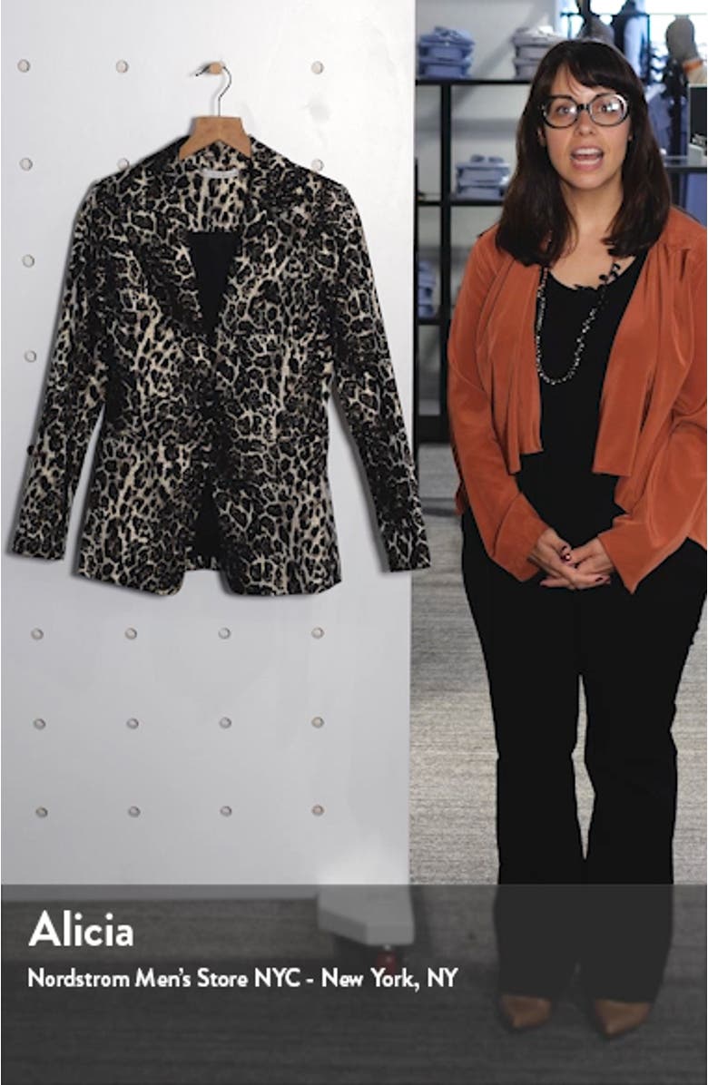 Toby Fitted Leopard Print Stretch Cotton Blend Blazer, sales video thumbnail