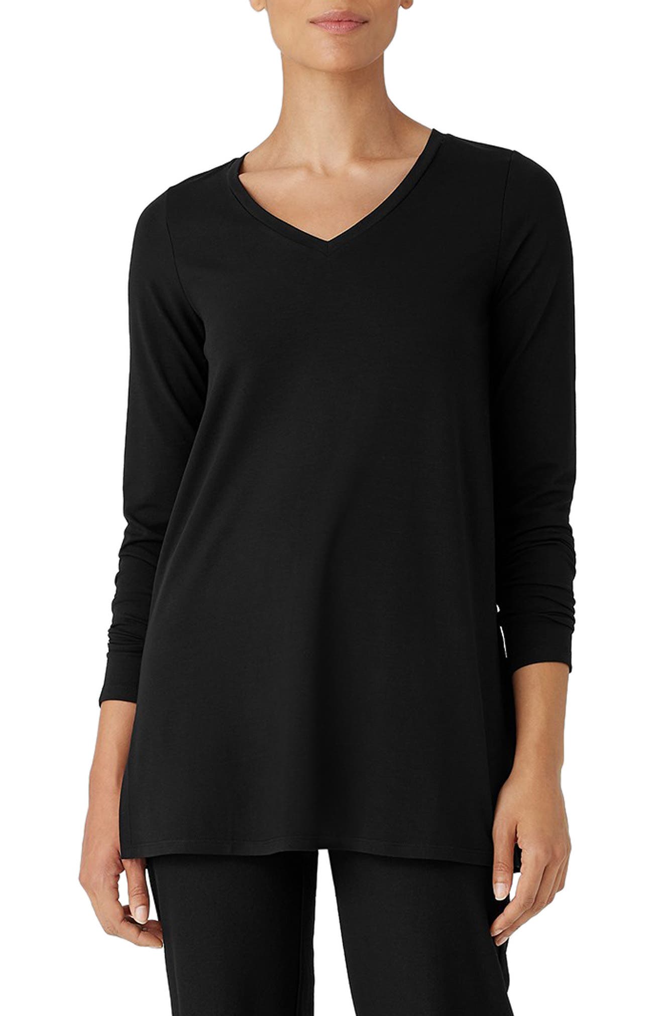 Eileen Fisher Long Sleeve V-Neck Tunic Top