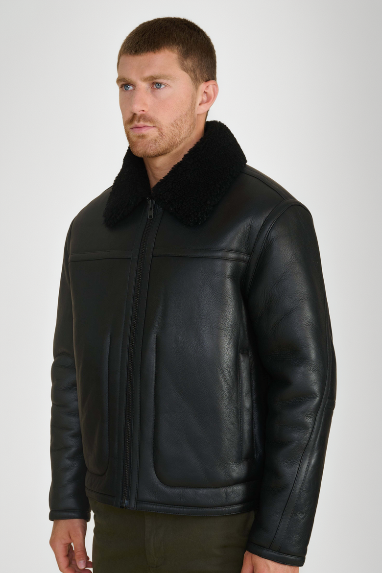Christopher Shearling Jacket, Alternate, color, Black