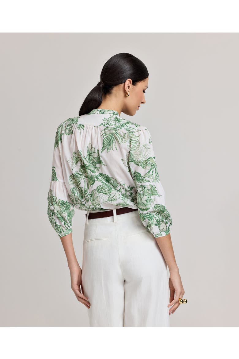 Flora Cotton Blouse, Alternate, color, Tropical Green Floral