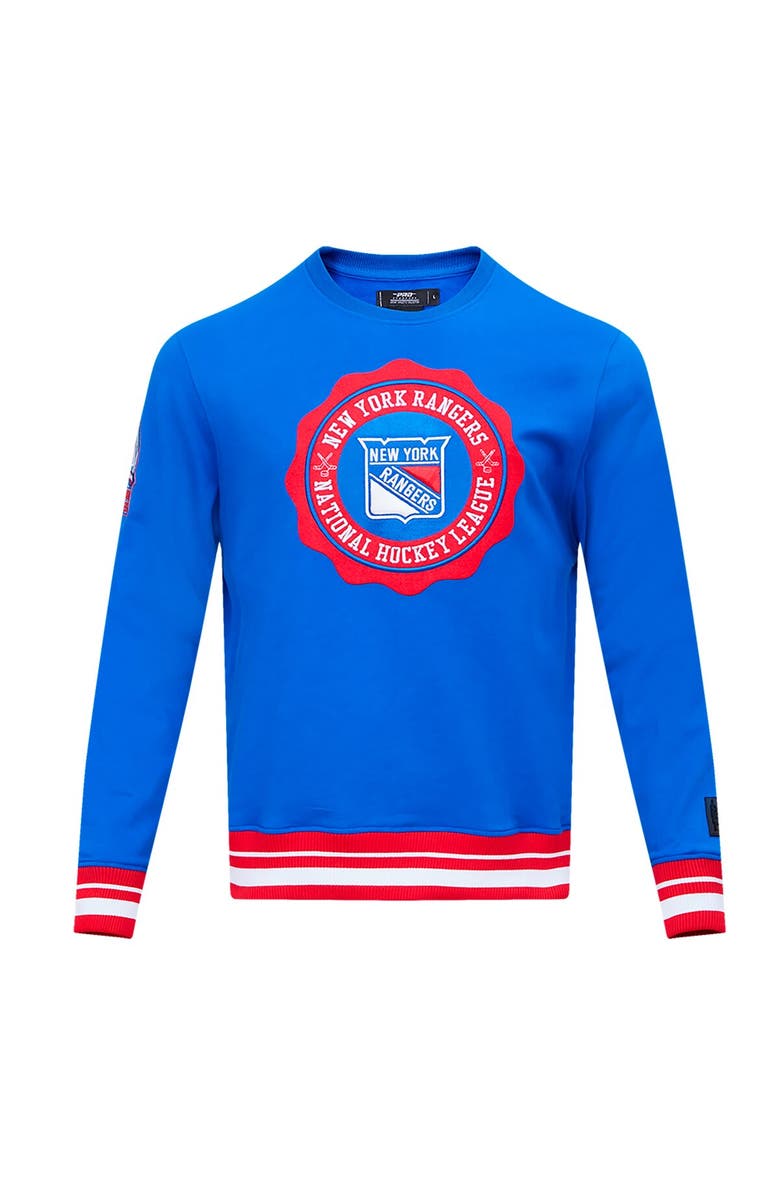 PRO STANDARD Men's Pro Standard Blue New York Rangers Crest Emblem Pullover Sweatshirt, Alternate, color, 