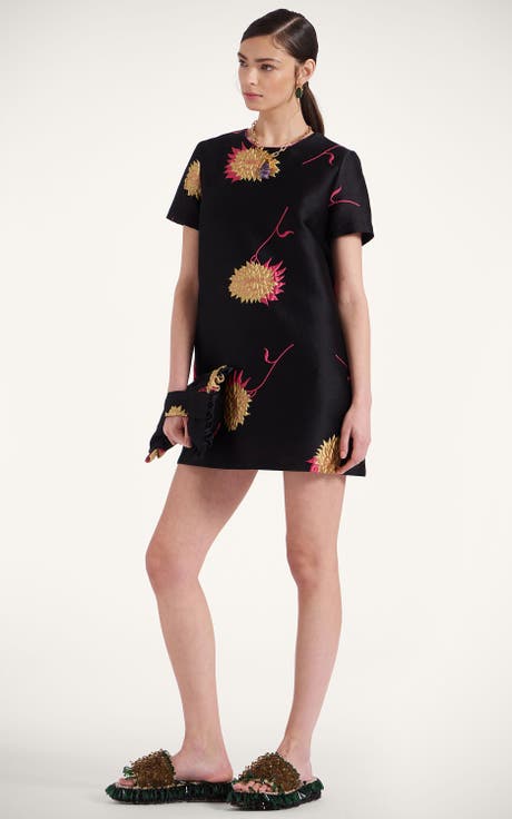 Mini Swing Dress Derby Jacquard Black