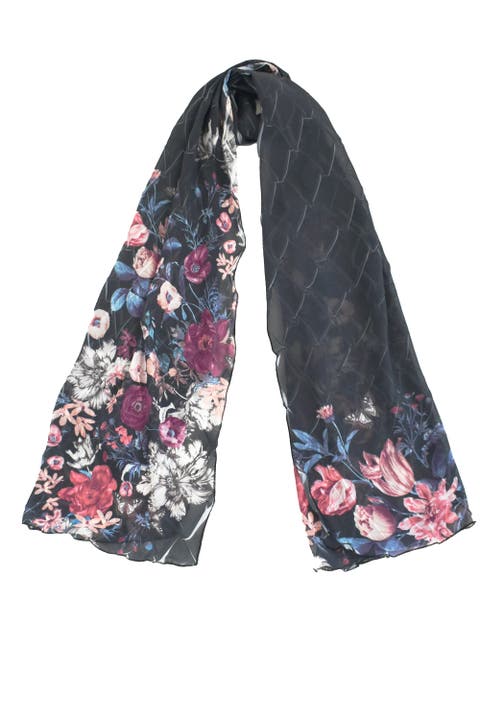 Floral Border Chiffon Shawl