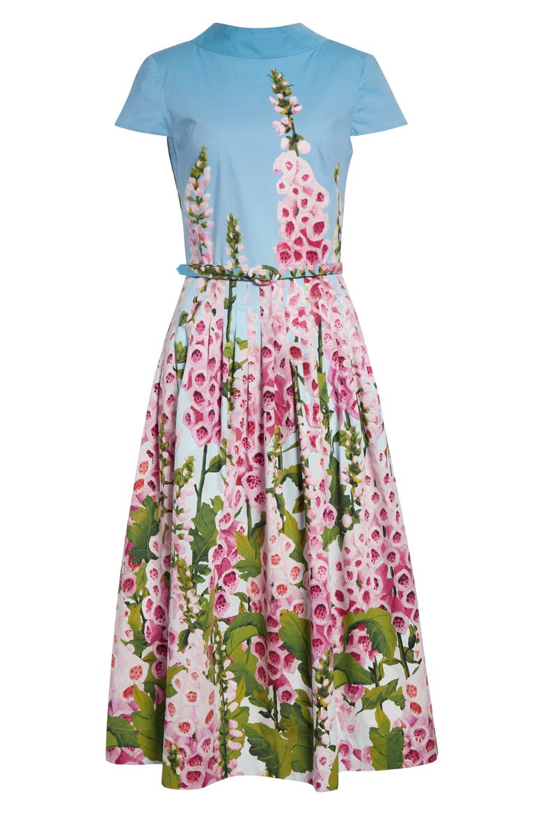 Foxglove Stretch Poplin Fit & Flare Dress, Alternate, color, LILAC/ SKY