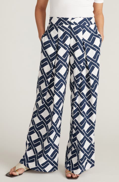 Marley Pleated Linen Blend Wide Leg Pants (Plus)