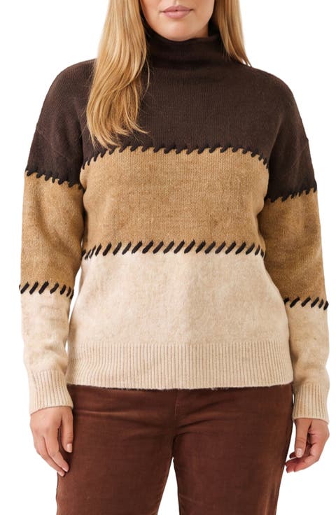 Contrast Stitch Mock Neck Sweater