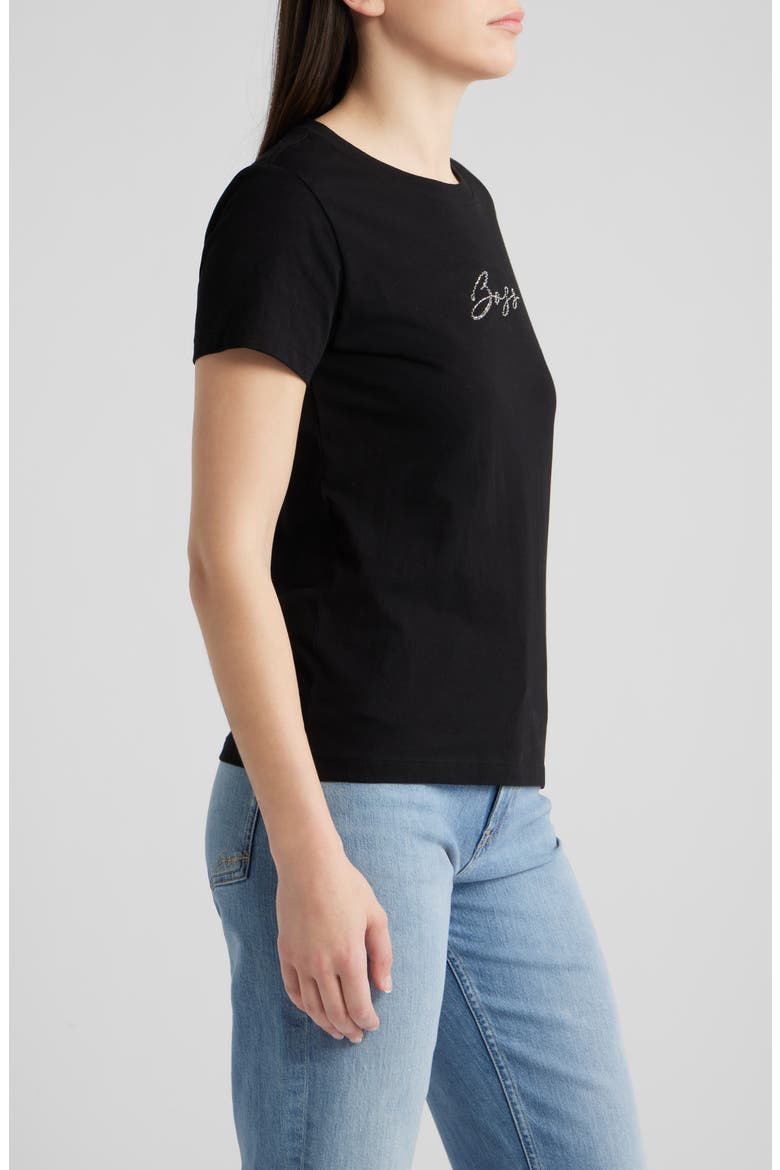 Esogo Crystal Logo Cotton Top, Alternate, color, BLACK