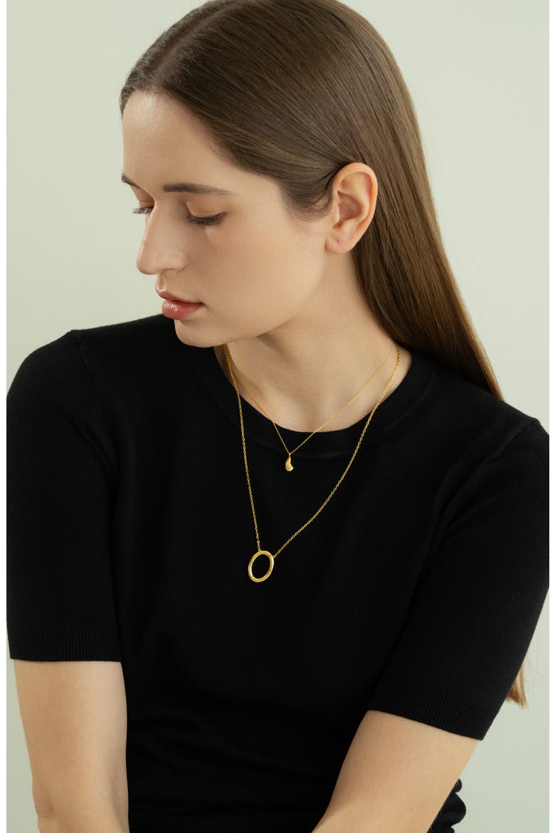 Sterling Silver 18k Gold Plated Brynn Circle Necklace Dainty Chic, Alternate, color, Gold