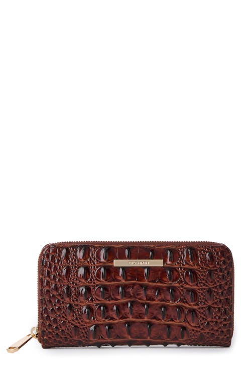Suri Croc Embossed Leather Zip Wallet
