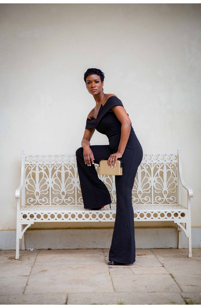 LarAllan Liz Glitter Clutch w/strap, Alternate, color, Gold