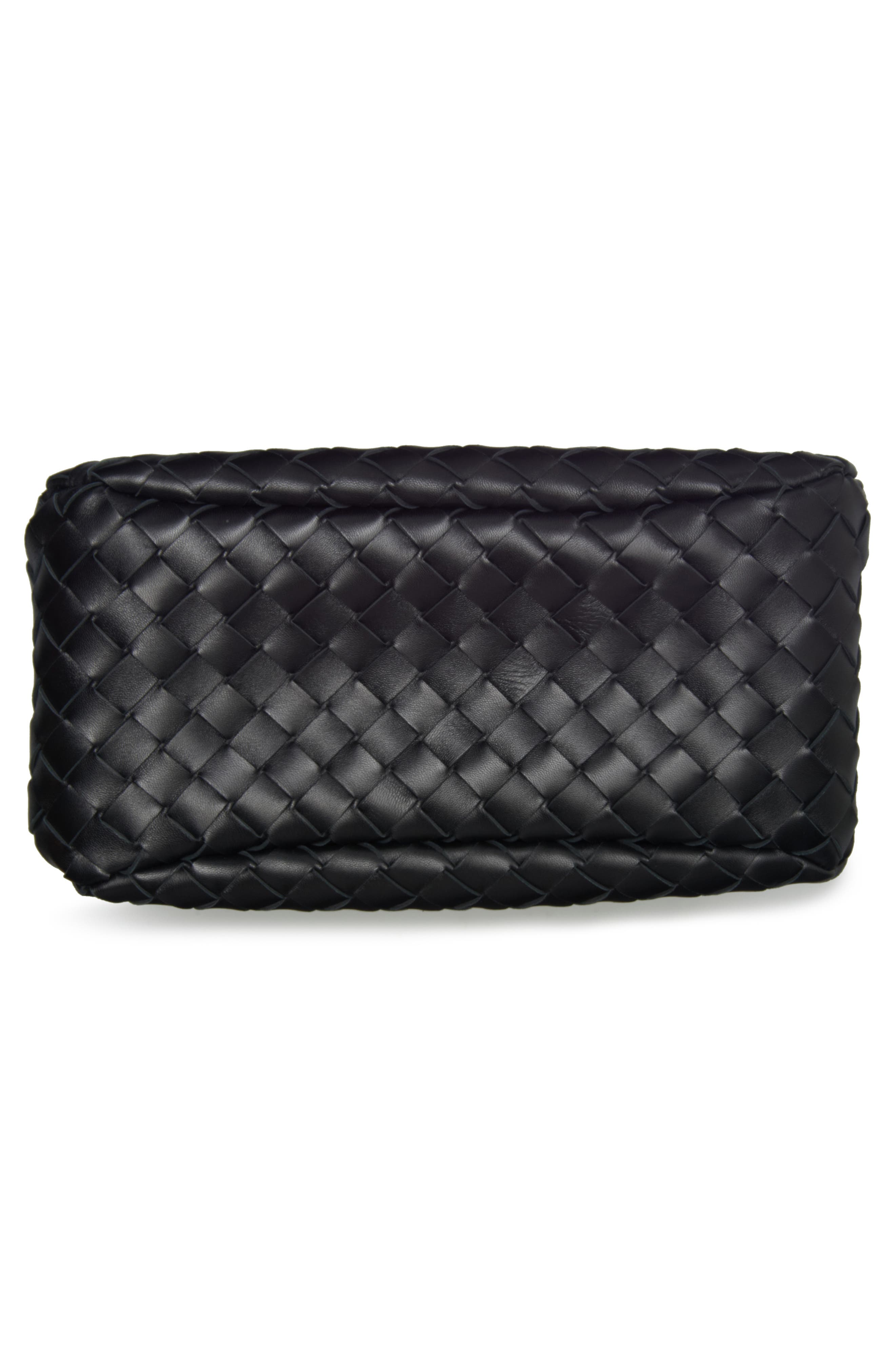 Bottega Veneta Small Campana Intrecciato Leather Shoulder Bag, Alternate, color, Black-Brass