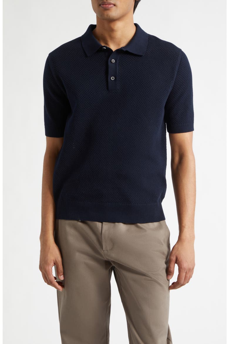 Cotton Mesh Polo, Main, color, NAVY