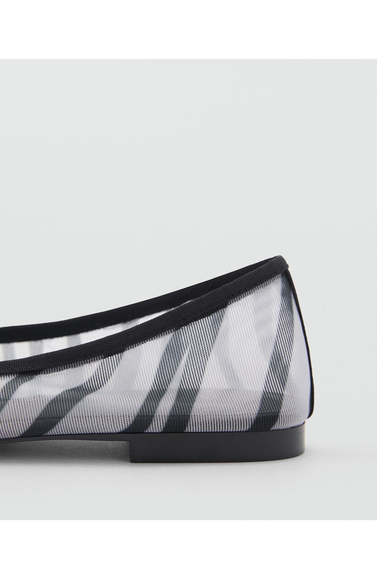 MANGO Animal Print Mesh Ballerina Flat, Alternate, color, White