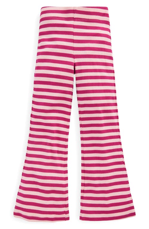 Mini Boden Kids' Stripe Rib Knit Flare Leggings In Red
