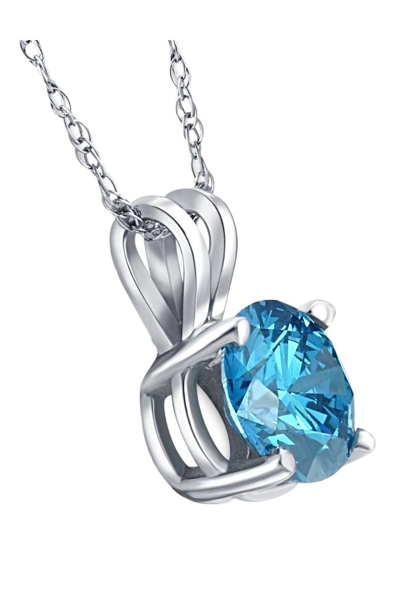 Bliss Diamond 1 Ct Blue Diamond Solitaire Pendant 14K Gold Lab Grown Necklace, Alternate, color, 