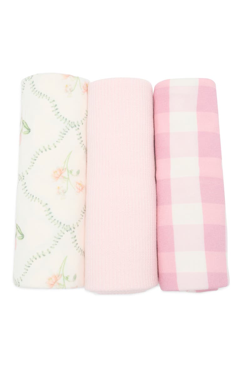 Cottage Floral 3-Pack Swaddle Blanket Set, Main, color, WHITE