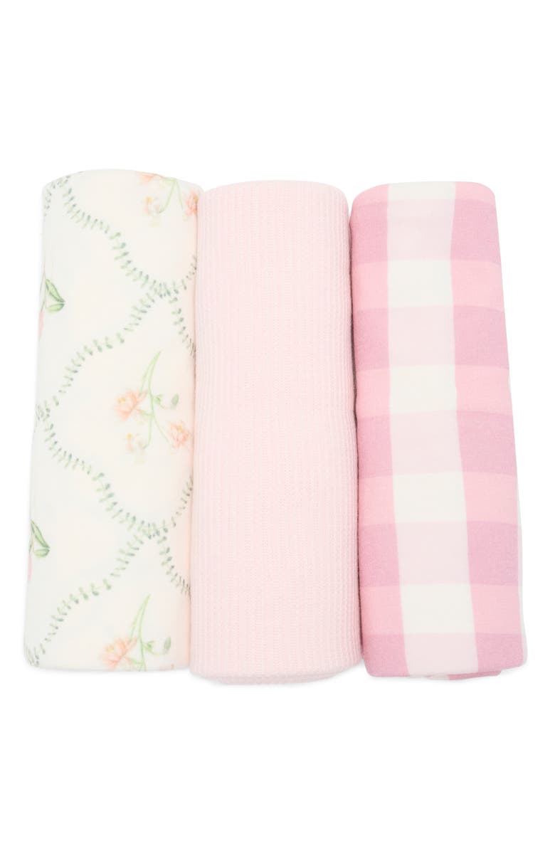 Toby 3-Pack Assorted Cottage Floral Blankets, Main, color, White