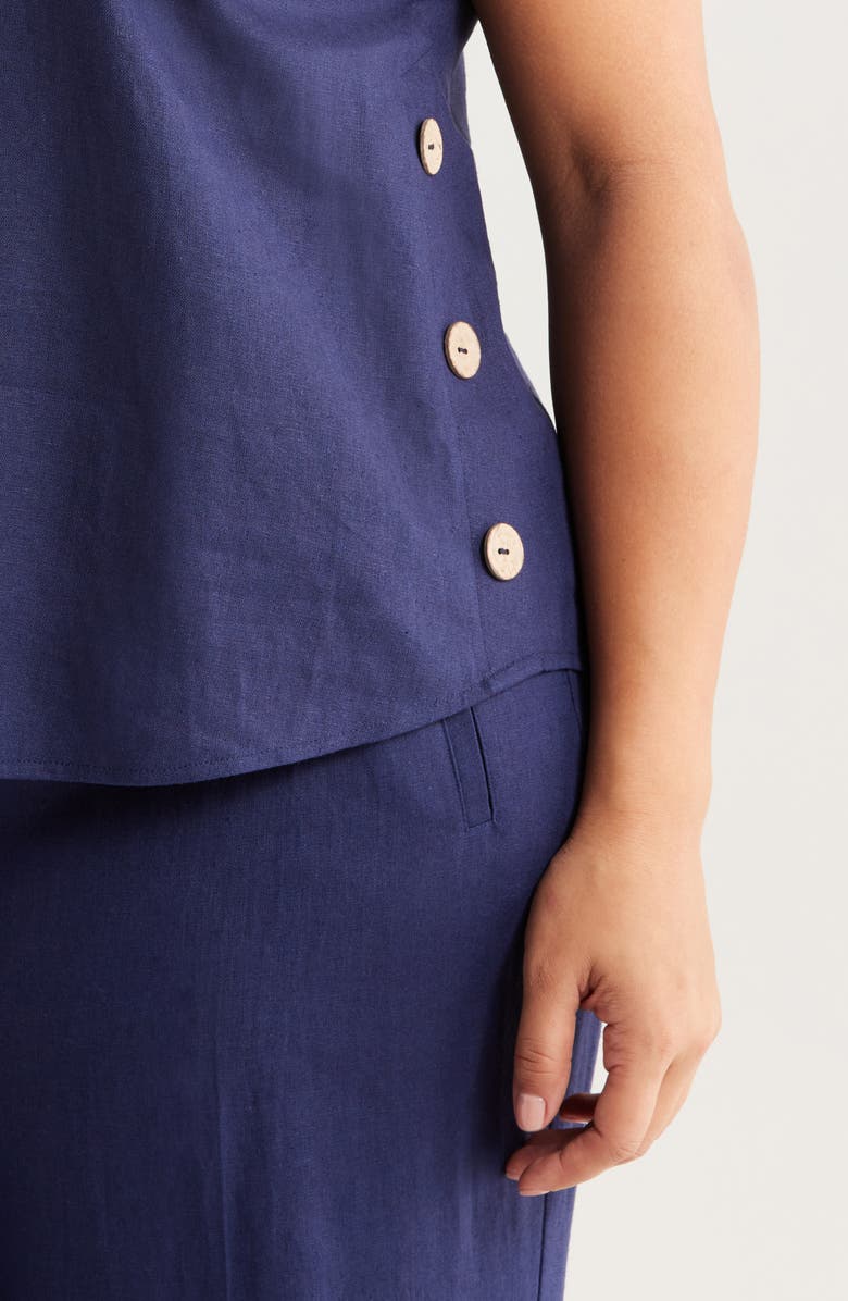 Jones New York Side Button Linen Blend Top, Alternate, color, 