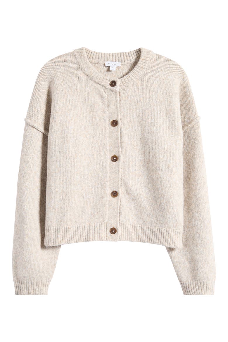 Exposed Seam Relaxed Fit Cardigan, Alternate, color, WHITE