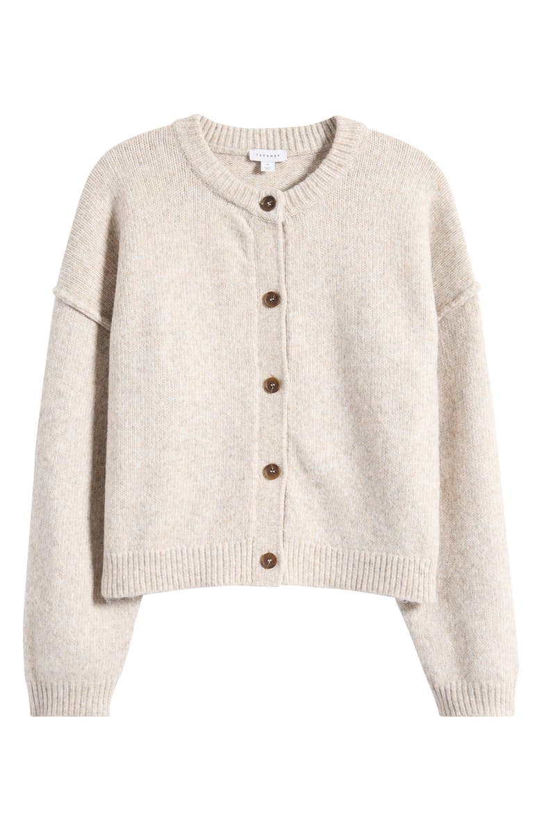 Topshop Exposed Seam Relaxed Fit Cardigan, Alternate, color, White