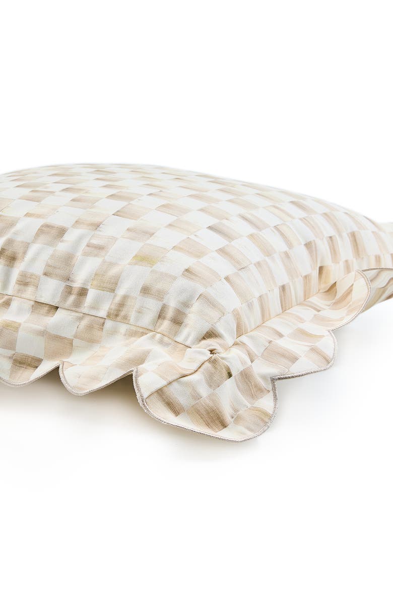 MACKENZIE CHILDS Mocha Check Reversible Scallop Accent Pillow, Alternate, color, Mocha